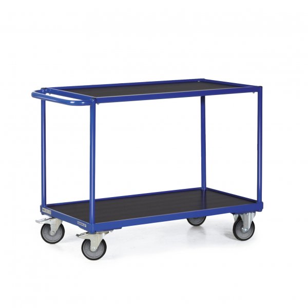 Tischwagen TAUROFLEX F3, 2 Ladefl&auml;chen 1000x600 mm, waagerechter Griff, Traglast 300 kg, TPE-Bereifung, RAL 5010