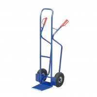 Stahlrohr-Stapelkarre ROTAURO, Traglast 350 kg, Luftbereifung, Kugellager, RAL 5010