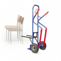 Stahlrohr-Stapelkarre ROTAURO, Traglast 350 kg, Luftbereifung, Kugellager, RAL 5010