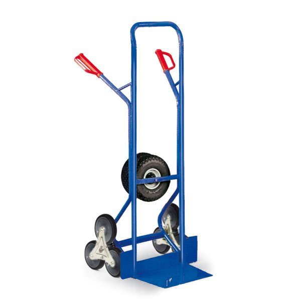 Treppen-Stapelkarre ROTAURO, Dreistern+Luftr&auml;der, Schaufel 380x250 mm, Traglast 300 kg, TPE-Bereifung, RAL 5010