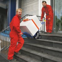 Treppen-Sackkarre ROTAURO Set 2, Dreistern, Schaufel 400x155 mm, Traglast 300 kg, RAL 5010