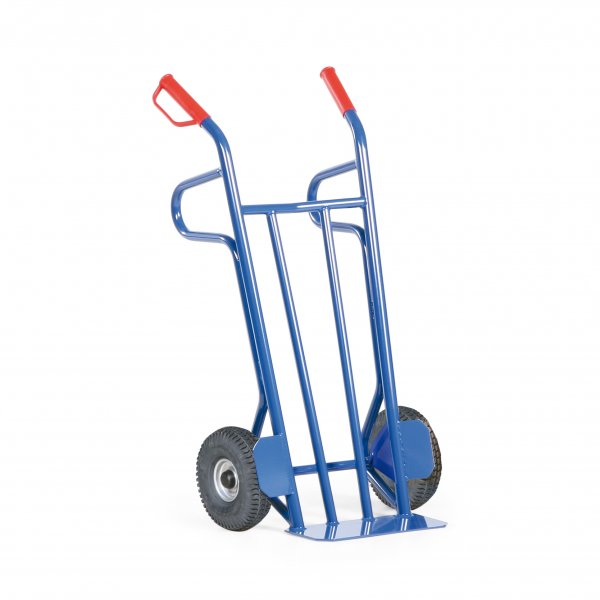 Stahlrohr-Sackkarre, Traglast max. 400 kg, Rollenlager, Luftbereifung, RAL 5010