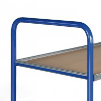 Etagenwagen TAUROFLEX Basic, 4 Ladefl&auml;chen, 3 davon mit Bordkante, einh&auml;nbar, Gesamth&ouml;he 1760 mm, TPE-Bereifung