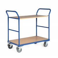 Etagenwagen TAUROFLEX Basic, 2 Ladefl&auml;chen ohne Bordkante, Traglast 250 kg, TPE-Bereifung