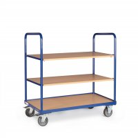 Etagenwagen TAUROFLEX Basic, 3 Ladefl&auml;chen, einh&auml;ngbar, Traglast 250 kg, TPE-Bereifung