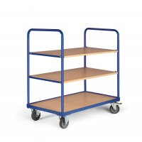 Etagenwagen TAUROFLEX Basic, 3 Ladefl&auml;chen, einh&auml;ngbar, Traglast 250 kg, TPE-Bereifung