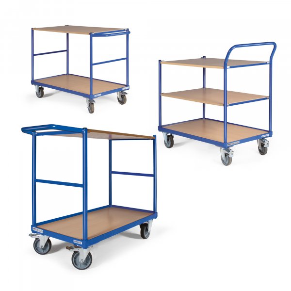 Tischwagen TAUROFLEX basic F250, Bordkante, Traglast 250 kg, TPE-Bereifung