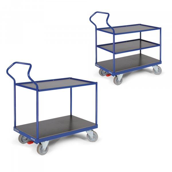 ERGOTRUCK-Tischwagen, Obere mit Bordleiste, Traglast 500 kg, spurfreie Bereifung