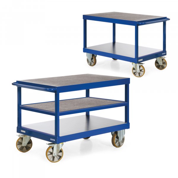 Schwerlast-Tischwagen ROTAURO R2200, Traglast 2200 kg, Polyurethan-Bereifung