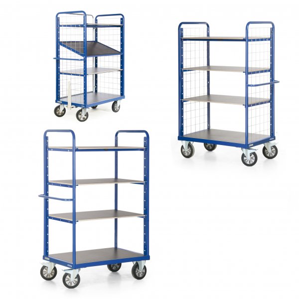 Schwerlast-Etagenwagen ROTAURO R1200, 4 Ladefl&auml;chen, Traglast 1200 kg, Elastikgummi-Bereifung