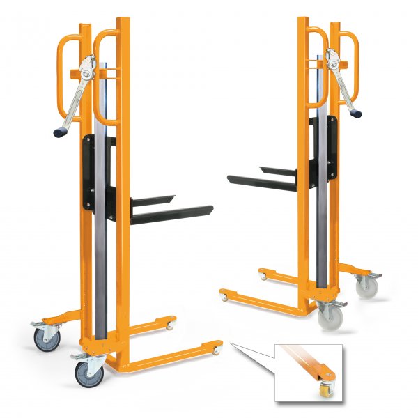 Materialheber TAUROLIFTER mit Gabelaufnahme, 4-Wege-Fahrwerk, Traglast 150 kg