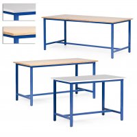 Arbeitstische TAUROTEC Grundmodell, Traglast 750 kg, Tischplatte Multiplexholz oder Spanplatte (Melaminharz Beschichtung E1)