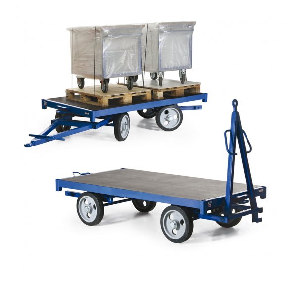 Industrieanh&auml;nger ROTAURO, Doppel-Drehschemel-Lenkung, Traglast 5000 kg, Vollgummi-R&auml;der, RAL 5010