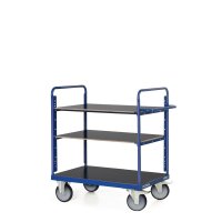 Etagenwagen TAUROFLEX F6, 3 Ladefl&auml;chen 850x500 mm, H&ouml;he 1200 mm, Traglast 500 kg, TPE Bereifung, RAL 5010