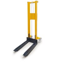 Handwindenstapler TAUROLIFTER mit Gabelaufnahme, Hubh&ouml;he 1500 mm, Traglast 300 kg, Polyamid-Bereifung, RAL 1028