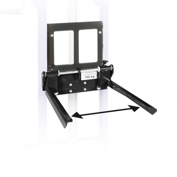 Verstellbare Gabelaufnahme Breite 100-300 mm (Mehrpreis), RAL 7021